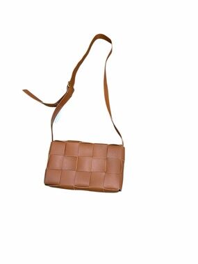 Woven Leather Crossbody Bag - Tan